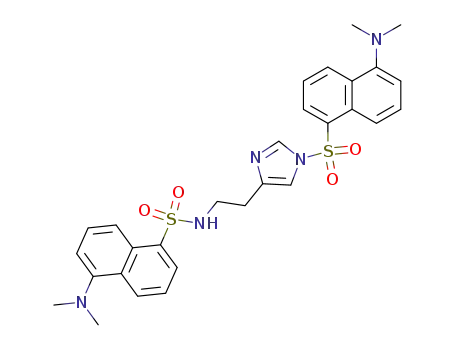 Molecular Structure of 13285-08-0 (1-Naphthalenesulfonamide,
5-(dimethylamino)-N-[2-[1-[[5-(dimethylamino)-1-naphthalenyl]sulfonyl]-1
H-imidazol-4-yl]ethyl]-)
