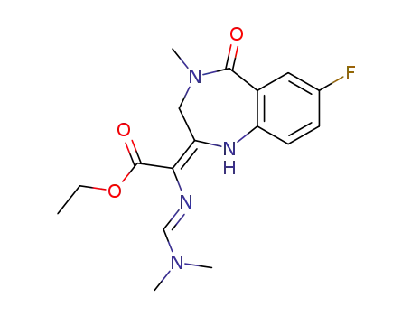 (dimethylamino-methyleneamino)-(7-fluoro-4-methyl-5-oxo-1,3,4,5-tetrahydro-benzo[e][1,4]diazepin-2-ylidene)-acetic acid ethyl ester