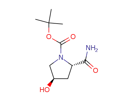 Molecular Structure of 109384-24-9 ((2S,4R)-1-Boc-2-carbamoyl-4-hydroxypyrrolidine)