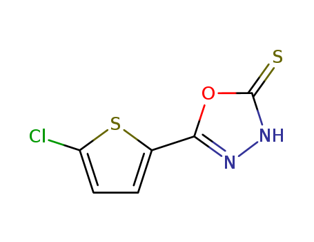 Molecular Structure of 115903-57-6 (1,3,4-Oxadiazole-2(3H)-thione, 5-(5-chloro-2-thienyl)-)