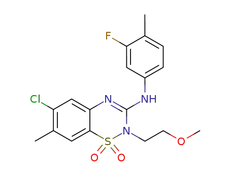 2-N-(2-methoxyethyl)-3-(3-fluoro-4-methylphenylamino)-6-chloro-7-methyl-2H-1,2,4-benzothiadiazine 1,1-dioxide