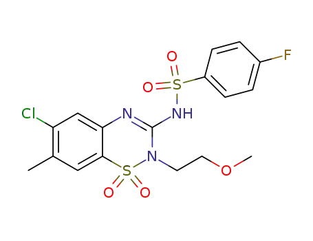 2-N-(2-methoxyethyl)-3-(4-fluorophenylsulfonylamino)-6-chloro-7-methyl-2H-1,2,4-benzothiadiazine 1,1-dioxide