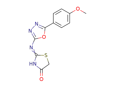 Molecular Structure of 89335-21-7 (4(5H)-Thiazolone, 2-[[5-(4-methoxyphenyl)-1,3,4-oxadiazol-2-yl]amino]-)