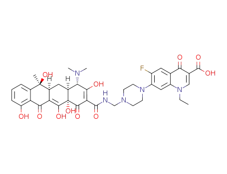 7-(4-{[(4-dimethylamino-3,6,10,12,12a-pentahydroxy-6-methyl-1,11-dioxo-1,4,4a,5,5a,6,11,12a-octahydro-naphthacene-2-carbonyl)-amino]-methyl}-piperazin-1-yl)-1-ethyl-6-fluoro-4-oxo-1,4-dihydro-quinoline-3-carboxylic acid