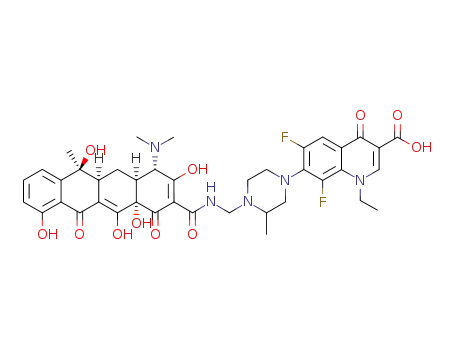 7-(4-{[(4-dimethylamino-3,6,10,12,12a-pentahydroxy-6-methyl-1,11-dioxo-1,4,4a,5,5a,6,11,12a-octahydro-naphthacene-2-carbonyl)-amino]-methyl}-3-methyl-piperazin-1-yl)-1-ethyl-6,8-difluoro-4-oxo-1,4-dihydro-quinoline-3-carboxylic acid