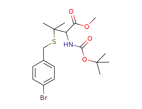 Molecular Structure of 796072-37-2 (Valine,
3-[[(4-bromophenyl)methyl]thio]-N-[(1,1-dimethylethoxy)carbonyl]-,
methyl ester)
