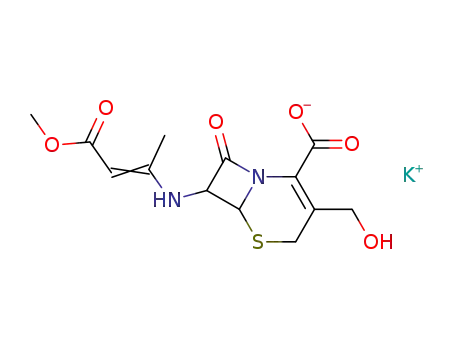 7-[(2-carbomethoxy-1-methylethylene)amino]-3-hydroxymethyl-3-cephem-4-carboxylic acid potassium salt