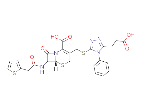 7-(2-thienylacetamido)-3-[5-(2-carboxyethyl)-1-phenyl-1,3,4-triazol-2-yl]thiomethyl-3-cephem-4-carboxylic acid