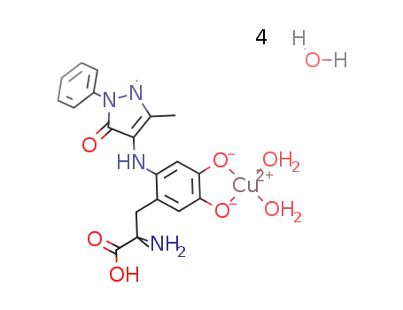 [Cu(O2C6H2(CH2C(CH3)(NH2)COOH)NHCC(O)N(C6H5)N(CH3)C(CH3))(H2O)2]*4H2O