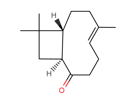 Molecular Structure of 60362-44-9 (Bicyclo[7.2.0]undec-5-en-2-one, 6,10,10-trimethyl-, (1S,5E,9R)-)