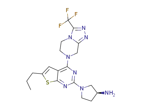 (S)-1-[6-Propyl-4-(3-trifluoromethyl-5,6-dihydro-8H-[1,2,4]triazolo[4,3-a]pyrazin-7-yl)-thieno[2,3-d]pyrimidin-2-yl]-pyrrolidin-3-ylamine