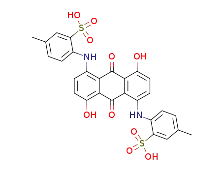 Molecular Structure of 10449-13-5 (2,2'-[[(9,10-Dihydro-4,8-dihydroxy-9,10-dioxoanthracene)-1,5-diyl]bisimino]bis(5-methylbenzenesulfonic acid))