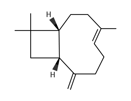 Molecular Structure of 68832-35-9 (Bicyclo[7.2.0]undec-4-ene, 4,11,11-trimethyl-8-methylene-, (1R,4E,9R)-)
