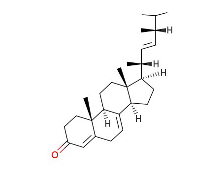 Molecular Structure of 17398-57-1 (Ergosta-4,7,22-trien-3-one,(22E)- )