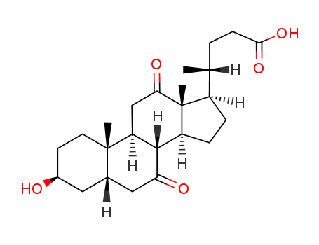 Molecular Structure of 3615-35-8 (Cholan-24-oic acid,3-hydroxy-7,12-dioxo-,(3â,5â)- )