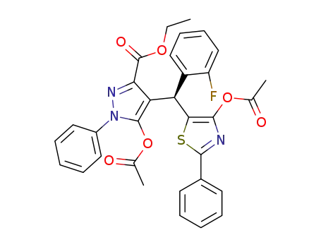 ethyl 5-acetoxy-4-((4-acetoxy-2-phenylthiazol-5-yl)(2-fluorophenyl)methyl)-1-phenyl-1H-pyrazole-3-carboxylate
