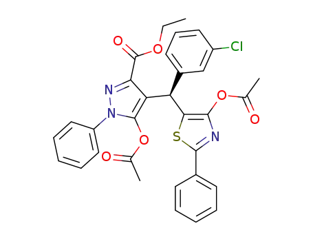 ethyl 5-acetoxy-4-((4-acetoxy-2-phenylthiazol-5-yl)(3-chlorophenyl)methyl)-1-phenyl-1H-pyrazole-3-carboxylate