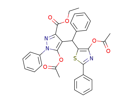 ethyl 5-acetoxy-4-((4-acetoxy-2-phenylthiazol-5-yl)(phenyl)methyl)-1-phenyl-1H-pyrazole-3-carboxylate