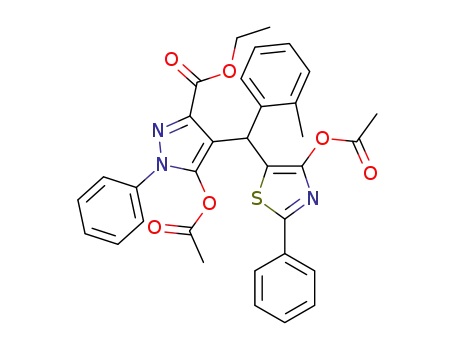ethyl 5-acetoxy-4-((4-acetoxy-2-phenylthiazol-5-yl)(o-tolyl)methyl)-1-phenyl-1H-pyrazole-3-carboxylate