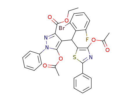 ethyl 5-acetoxy-4-((4-acetoxy-2-phenylthiazol-5-yl)(2-bromo-6-fluorophenyl)methyl)-1-phenyl-1H-pyrazole-3-carboxylate