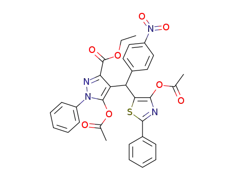 ethyl 5-acetoxy-4-((4-acetoxy-2-phenylthiazol-5-yl)(4-nitrophenyl)methyl)-1-phenyl-1H-pyrazole-3-carboxylate