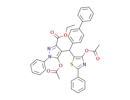 ethyl 4-([1,1'-biphenyl]-4-yl(4-acetoxy-2-phenylthiazol-5-yl)methyl)-5-acetoxy-1-phenyl-1H-pyrazole-3-carboxylate