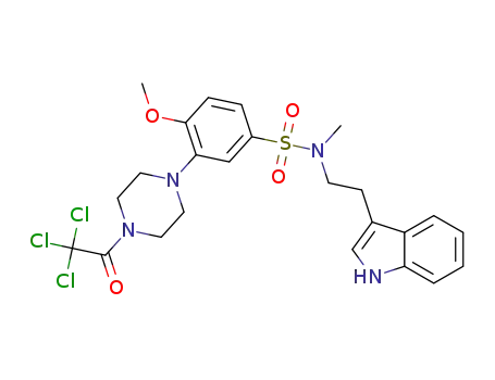 N-(2-(1H-indol-3-yl)ethyl)-4-methoxy-N-methyl-3-(4-(2,2,2-trichloroacetyl)piperazin-1-yl)benzenesulfonamide