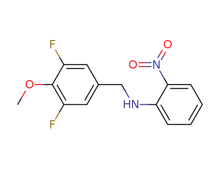 Molecular Structure of 105969-11-7 (Benzenemethanamine, 3,5-difluoro-4-methoxy-N-(2-nitrophenyl)-)