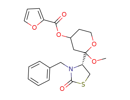 2-((R)-3-benzyl-2-oxothiazolidin-4-yl)-2-methoxytetrahydro-2H-pyran-4-yl furan-2-carboxylate