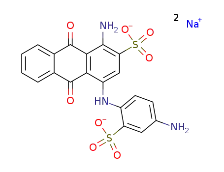 Molecular Structure of 20349-48-8 (Disodium 1-amino-4-(4-amino-2-sulphonatoanilino)-9,10-dihydro-9,10-dioxoanthracene-2-sulphonate)