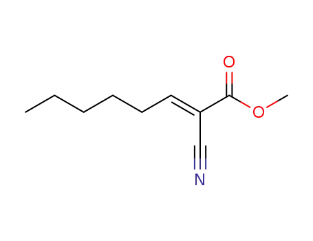 Molecular Structure of 111735-80-9 (2-Octenoic acid, 2-cyano-, methyl ester, (E)-)