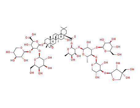 b-D-Glucopyranosiduronic acid, (3b,4a,16a)-28-[(O-D-apio-b-D-furanosyl-(1®3)-O-b-D-xylopyranosyl-(1®4)-O-[b-D-glucopyranosyl-(1®3)]-O-6-deoxy-a-L-mannopyranosyl-(1®2)-6-deoxy-b-D-galactopyranosyl)oxy]-16-hydroxy-23,28-dioxoolean-12-en-3-ylO-b-D-galactopyranosyl-(1®2)-O-[b-D-xylopyranosyl-(1®3)]- (9CI)