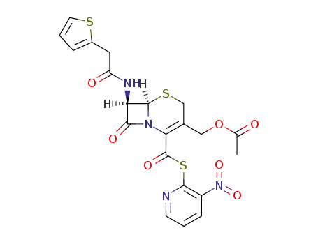 (6R)-3-acetoxymethyl-8-oxo-7t-(2-thiophen-2-yl-acetylamino)-(6rH)-5-thia-1-aza-bicyclo[4.2.0]oct-2-ene-2-carbothioic acid S-(3-nitro-pyridin-2-yl) ester