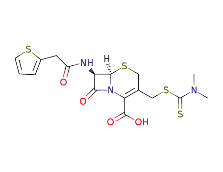 (6R)-3-[(dimethyl-thiocarbamoylsulfanyl)-methyl]-8-oxo-7t-(2-thiophen-2-yl-acetylamino)-(6rH)-5-thia-1-aza-bicyclo[4.2.0]oct-2-ene-2-carboxylic acid