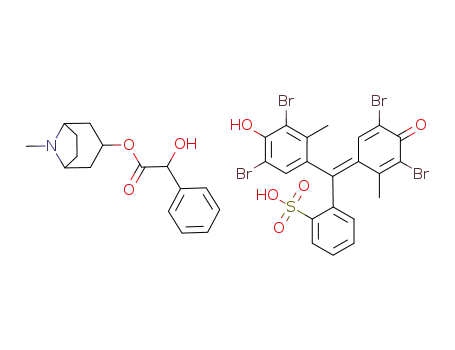 2-{(3,5-Dibromo-4-hydroxy-2-methyl-phenyl)-[3,5-dibromo-2-methyl-4-oxo-cyclohexa-2,5-dien-(Z)-ylidene]-methyl}-benzenesulfonic acid; compound with hydroxy-phenyl-acetic acid 8-methyl-8-aza-bicyclo[3.2.1]oct-3-yl ester