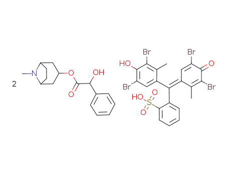 2-{(3,5-Dibromo-4-hydroxy-2-methyl-phenyl)-[3,5-dibromo-2-methyl-4-oxo-cyclohexa-2,5-dien-(Z)-ylidene]-methyl}-benzenesulfonic acid; compound with hydroxy-phenyl-acetic acid 8-methyl-8-aza-bicyclo[3.2.1]oct-3-yl ester