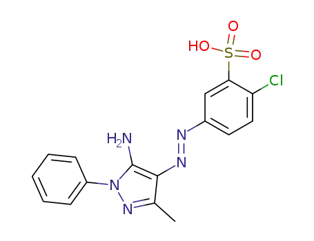 Molecular Structure of 105547-65-7 (Benzenesulfonic acid,
5-[(5-amino-3-methyl-1-phenyl-1H-pyrazol-4-yl)azo]-2-chloro-)