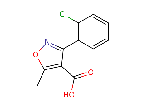 Molecular Structure of 23598-72-3 (3-(2-Chlorophenyl)-5-methylisoxazole-4-carboxylic acid)
