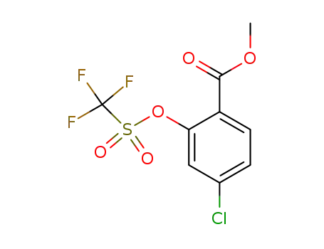 Molecular Structure of 212892-02-9 (Benzoic acid, 4-chloro-2-[[(trifluoromethyl)sulfonyl]oxy]-, methyl ester)