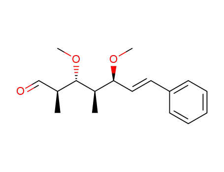 Molecular Structure of 329362-90-5 (6-Heptenal, 3,5-dimethoxy-2,4-dimethyl-7-phenyl-, (2R,3R,4R,5S,6E)-)