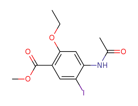 Molecular Structure of 483304-08-1 (Benzoic acid, 4-(acetylamino)-2-ethoxy-5-iodo-, methyl ester)