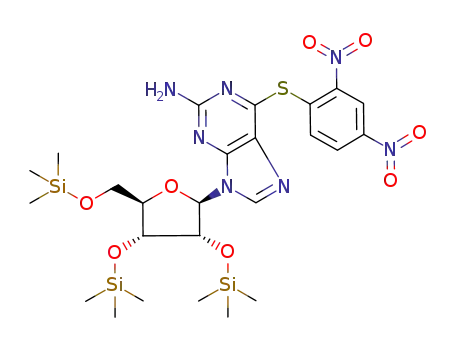 9-((2R,3R,4R,5R)-3,4-Bis-trimethylsilanyloxy-5-trimethylsilanyloxymethyl-tetrahydro-furan-2-yl)-6-(2,4-dinitro-phenylsulfanyl)-9H-purin-2-ylamine