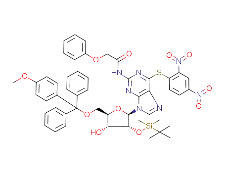 N-[9-{3-(tert-butyl-dimethyl-silanyloxy)-4-hydroxy-5-[(4-methoxy-phenyl)-diphenyl-methoxymethyl]-tetrahydro-furan-2-yl}-6-(2,4-dinitro-phenylsulfanyl)-9H-purin-2-yl]-2-phenoxy-acetamide