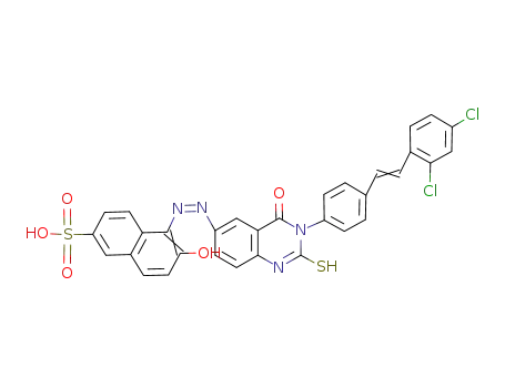 5-(3-{4-[(E)-2-(2,4-Dichloro-phenyl)-vinyl]-phenyl}-2-mercapto-4-oxo-3,4-dihydro-quinazolin-6-ylazo)-6-hydroxy-naphthalene-2-sulfonic acid
