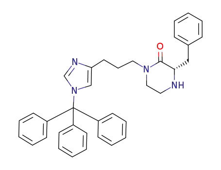 Molecular Structure of 500782-80-9 (Piperazinone,
3-(phenylmethyl)-1-[3-[1-(triphenylmethyl)-1H-imidazol-4-yl]propyl]-,
(3S)-)