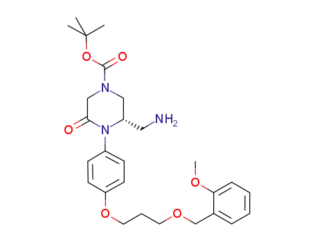 Molecular Structure of 777934-64-2 (1-Piperazinecarboxylic acid,
3-(aminomethyl)-4-[4-[3-[(2-methoxyphenyl)methoxy]propoxy]phenyl]-5-
oxo-, 1,1-dimethylethyl ester, (3S)-)