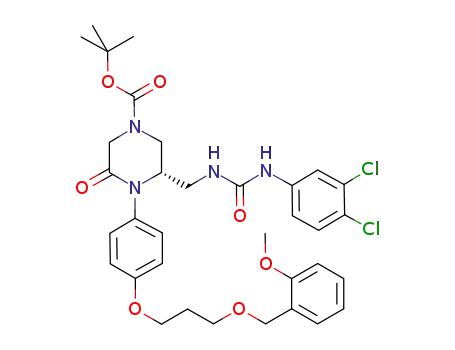 1-Piperazinecarboxylic acid,
3-[[[[(3,4-dichlorophenyl)amino]carbonyl]amino]methyl]-4-[4-[3-[(2-meth
oxyphenyl)methoxy]propoxy]phenyl]-5-oxo-, 1,1-dimethylethyl ester,
(3S)-