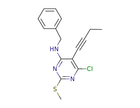 N-benzyl-5-(but-1-ynyl)-6-chloro-2-(methylthio)-pyrimidin-4-amine