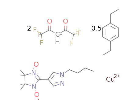 Cu(hexafluoroacetylacetonate)2(2-(1-butyl-1H-pyrazol-4-yl)-4,4,5,5-tetramethyl-4,5-dihydro-1H-imidazole-3-oxide-1-oxyl)*1/2C10H14 Cu(CH(COCF3)2)2(C14H23N4O2)*0.5C10H14, high temperature