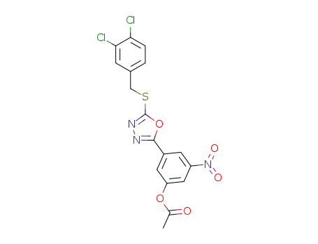 3-(5-((3,4-dichlorobenzyl)sulfanyl)-1,3,4-oxadiazol-2-yl)-5-nitrophenyl acetate